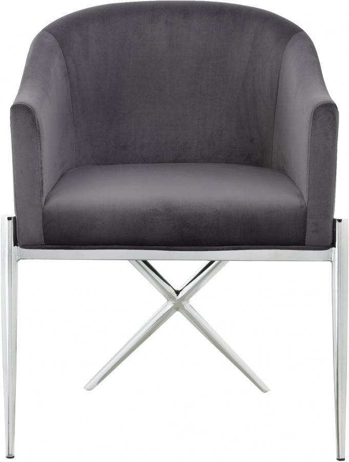 Meridian Furniture - Xavier Velvet Dining Chair Set Of 2 In Grey - 762Grey-C - ATL FURNITURE