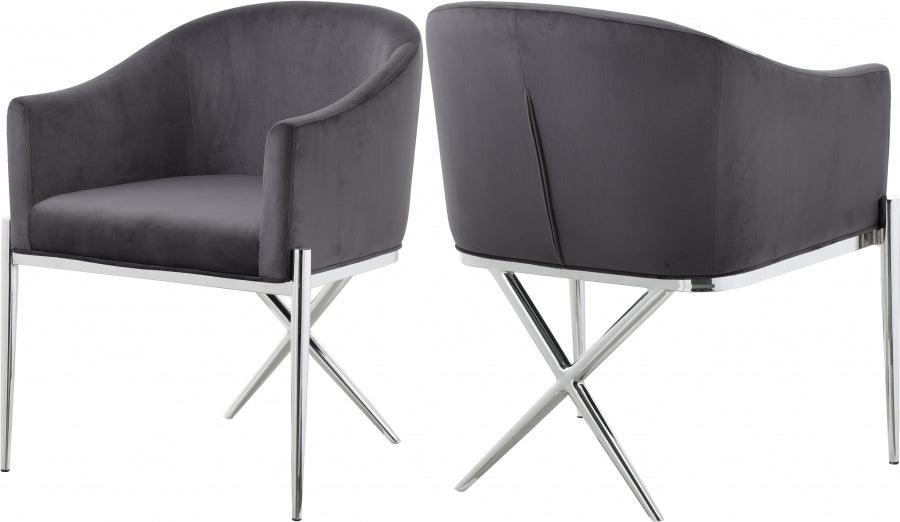 Meridian Furniture - Xavier Velvet Dining Chair Set Of 2 In Grey - 762Grey-C - ATL FURNITURE