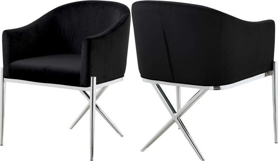 Meridian Furniture - Xavier Velvet Dining Chair Set Of 2 In Black - 762Black-C - ATL FURNITURE