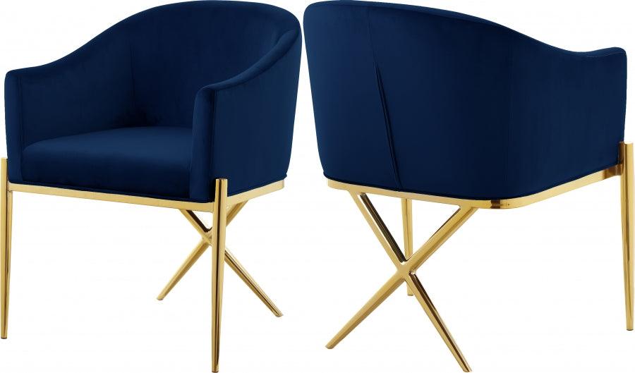 Meridian Furniture - Xavier Velvet Dining Chair Set Of 2 In Navy - 763Navy-C - ATL FURNITURE