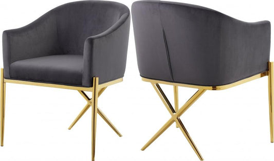 Meridian Furniture - Xavier Velvet Dining Chair Set Of 2 In Grey - 763Grey-C - ATL FURNITURE