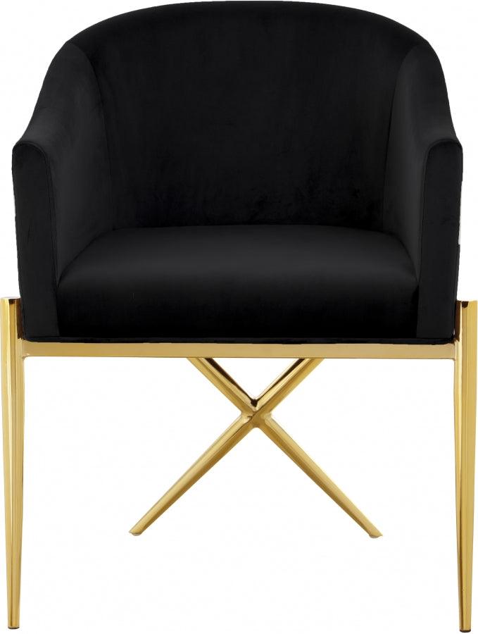 Meridian Furniture - Xavier Velvet Dining Chair Set Of 2 In Black - 763Black-C - ATL FURNITURE