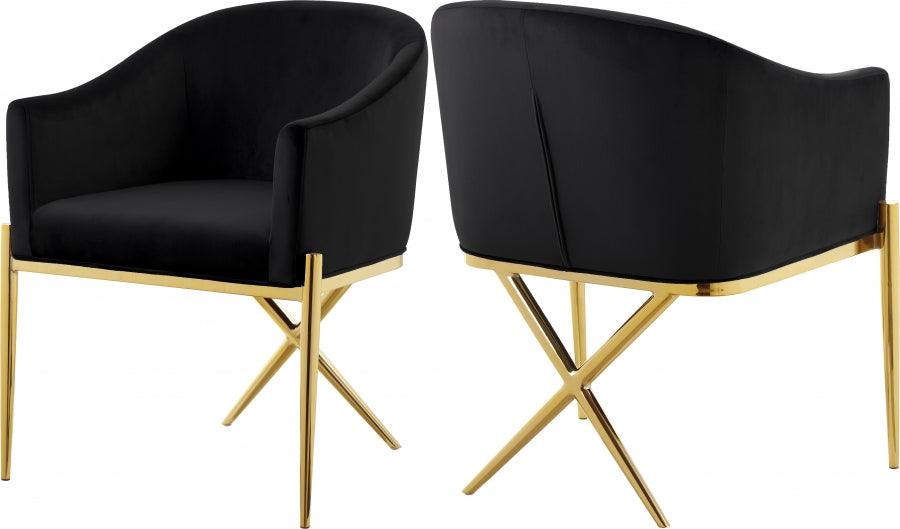 Meridian Furniture - Xavier Velvet Dining Chair Set Of 2 In Black - 763Black-C - ATL FURNITURE