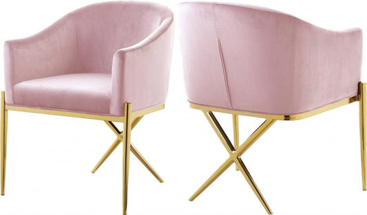 Meridian Furniture - Xavier Velvet Dining Chair Set Of 2 In Pink - 763Pink-C - ATL FURNITURE