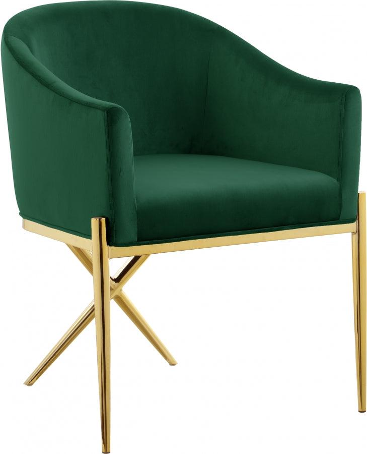 Meridian Furniture - Xavier Velvet Dining Chair Set Of 2 In Green - 763Green-C - ATL FURNITURE