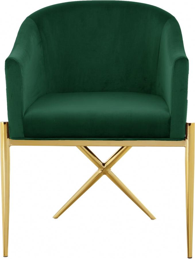 Meridian Furniture - Xavier Velvet Dining Chair Set Of 2 In Green - 763Green-C - ATL FURNITURE