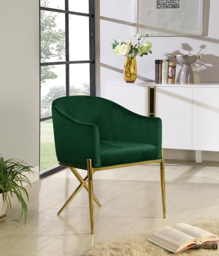 Meridian Furniture - Xavier Velvet Dining Chair Set Of 2 In Green - 763Green-C - ATL FURNITURE