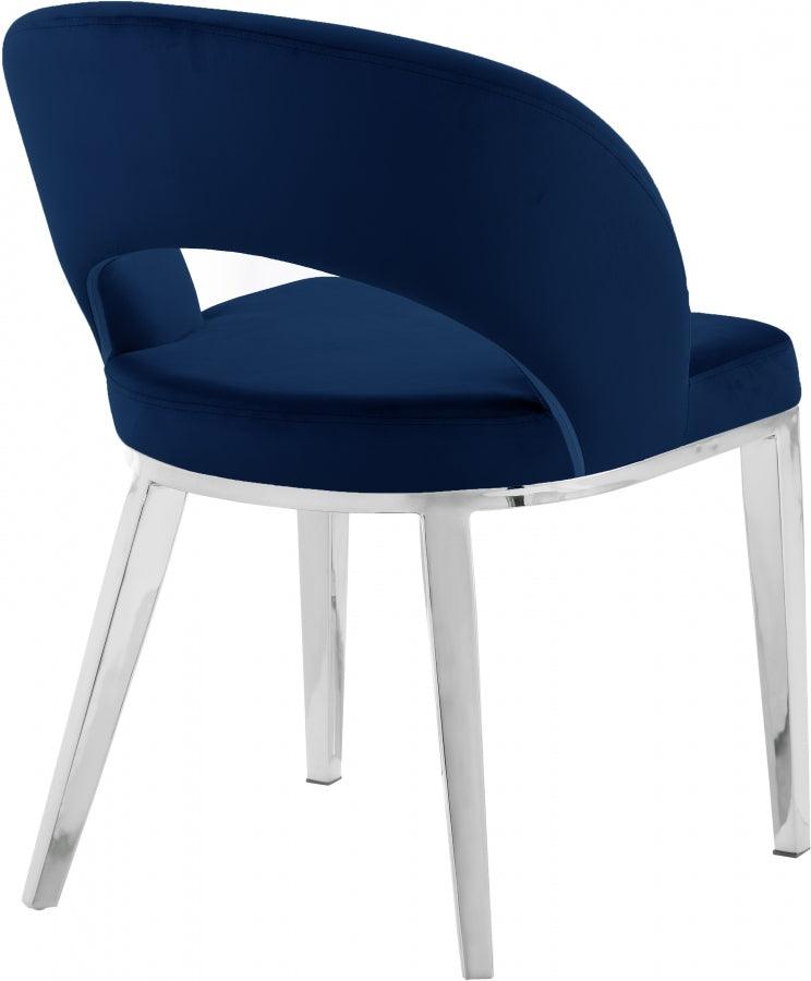 Meridian Furniture - Roberto Velvet Dining Chair Set Of 2 In Navy - 764Navy-C - ATL FURNITURE