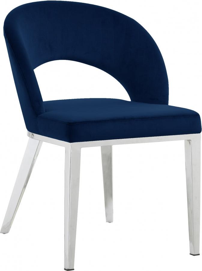 Meridian Furniture - Roberto Velvet Dining Chair Set Of 2 In Navy - 764Navy-C - ATL FURNITURE