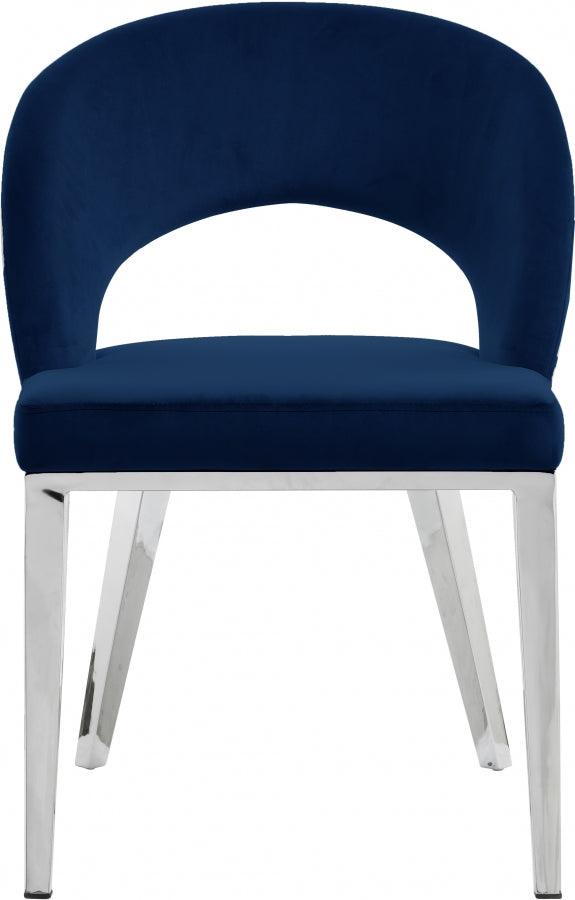 Meridian Furniture - Roberto Velvet Dining Chair Set Of 2 In Navy - 764Navy-C - ATL FURNITURE