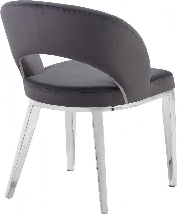 Meridian Furniture - Roberto Velvet Dining Chair Set Of 2 In Grey - 764Grey-C - ATL FURNITURE