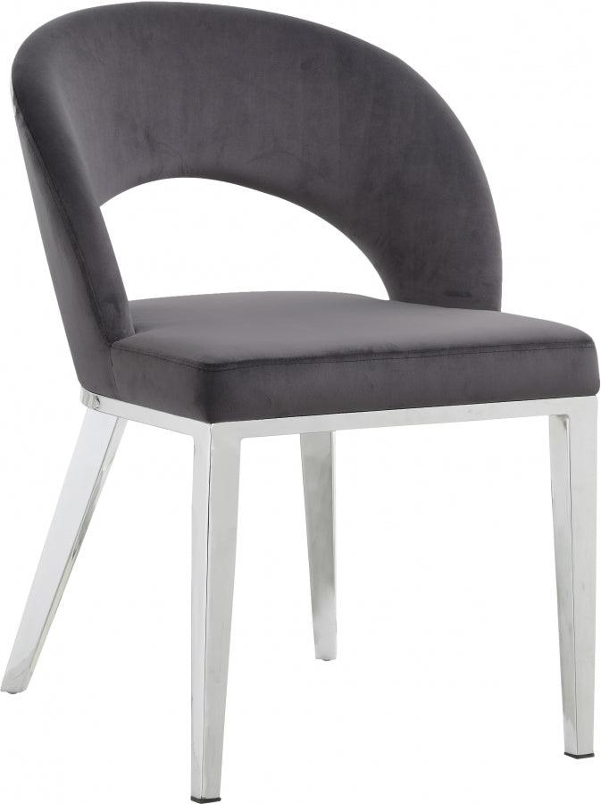 Meridian Furniture - Roberto Velvet Dining Chair Set Of 2 In Grey - 764Grey-C - ATL FURNITURE