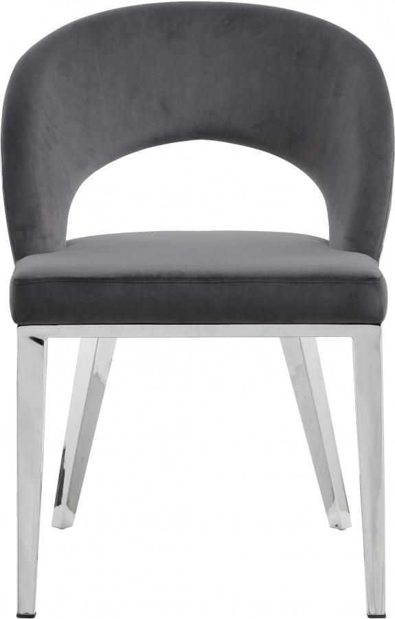 Meridian Furniture - Roberto Velvet Dining Chair Set Of 2 In Grey - 764Grey-C - ATL FURNITURE