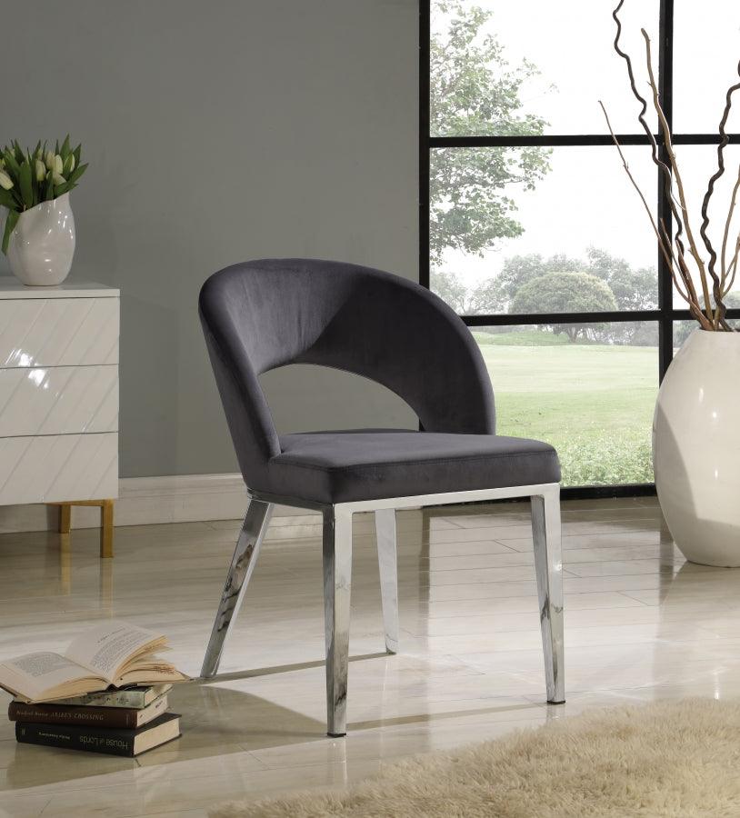 Meridian Furniture - Roberto Velvet Dining Chair Set Of 2 In Grey - 764Grey-C - ATL FURNITURE