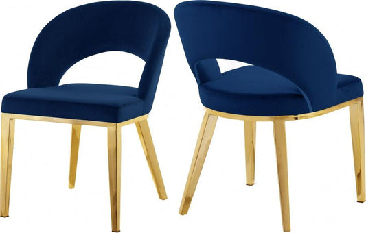 Meridian Furniture - Roberto Velvet Dining Chair Set Of 2 In Navy - 765Navy-C - ATL FURNITURE