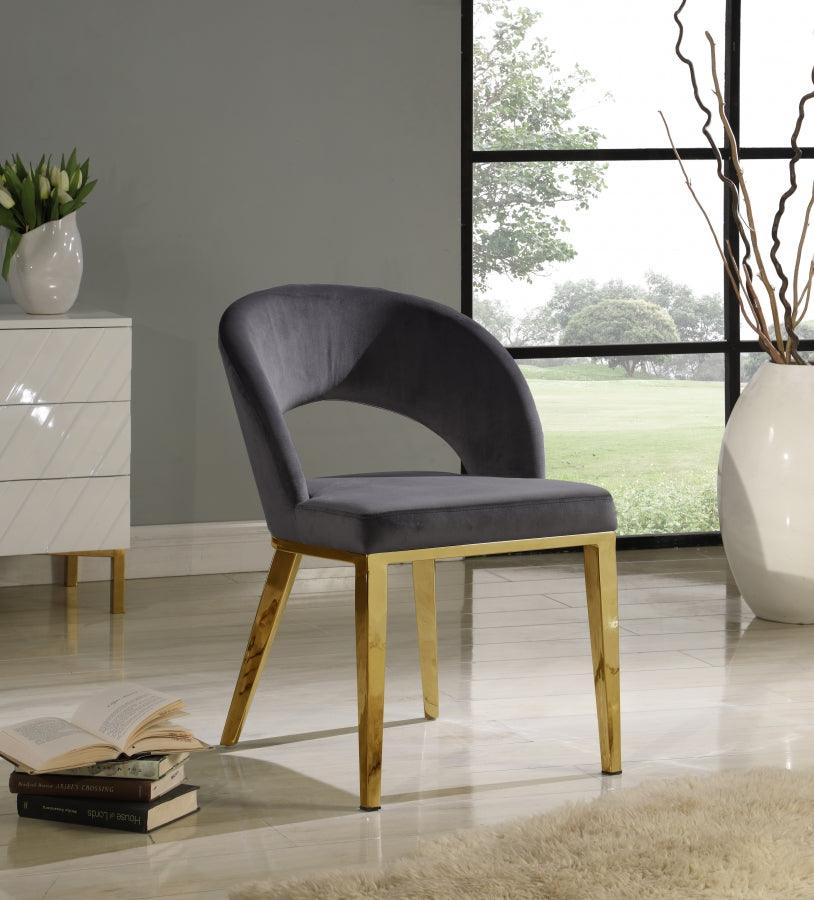 Meridian Furniture - Roberto Velvet Dining Chair Set Of 2 In Grey - 765Grey-C - ATL FURNITURE