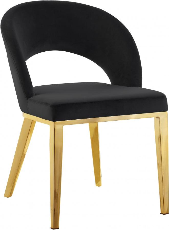 Meridian Furniture - Roberto Velvet Dining Chair Set Of 2 In Black - 765Black-C - ATL FURNITURE