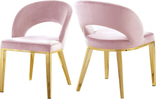 Meridian Furniture - Roberto Velvet Dining Chair Set Of 2 In Pink - 765Pink-C - ATL FURNITURE