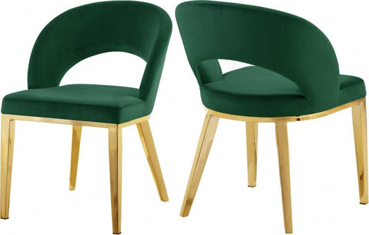 Meridian Furniture - Roberto Velvet Dining Chair Set Of 2 In Green - 765Green-C - ATL FURNITURE