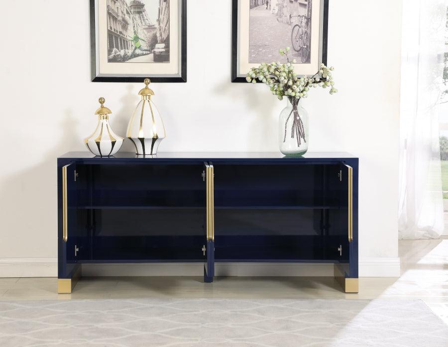 Meridian Furniture - Florence Sideboard-Buffet In Navy Lacquer - 312 - ATL FURNITURE