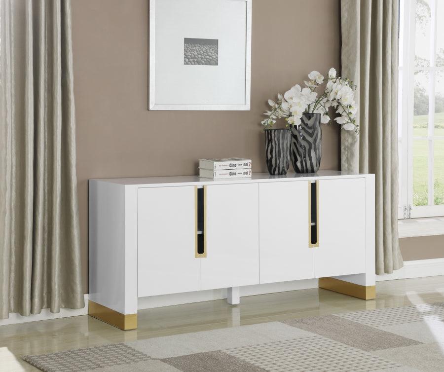 Meridian Furniture - Florence Sideboard-Buffet In White Lacquer - 313 - ATL FURNITURE