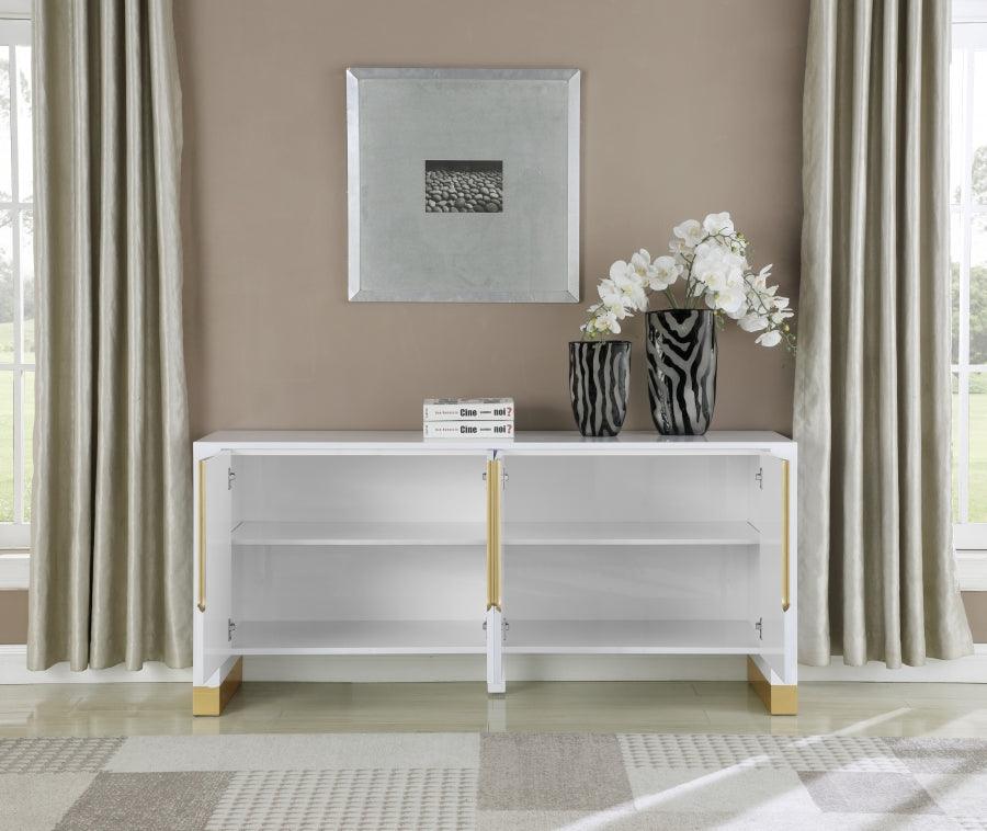 Meridian Furniture - Florence Sideboard-Buffet In White Lacquer - 313 - ATL FURNITURE