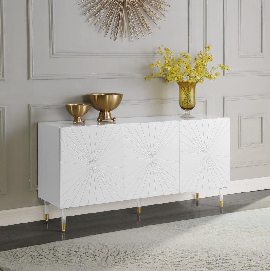 Meridian Furniture - Starburst Sideboard-Buffet In White Lacquer - 316 - ATL FURNITURE