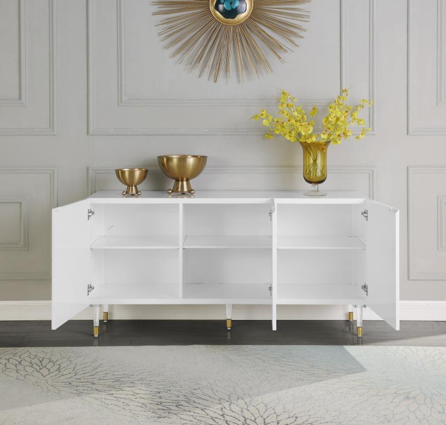 Meridian Furniture - Starburst Sideboard-Buffet In White Lacquer - 316 - ATL FURNITURE