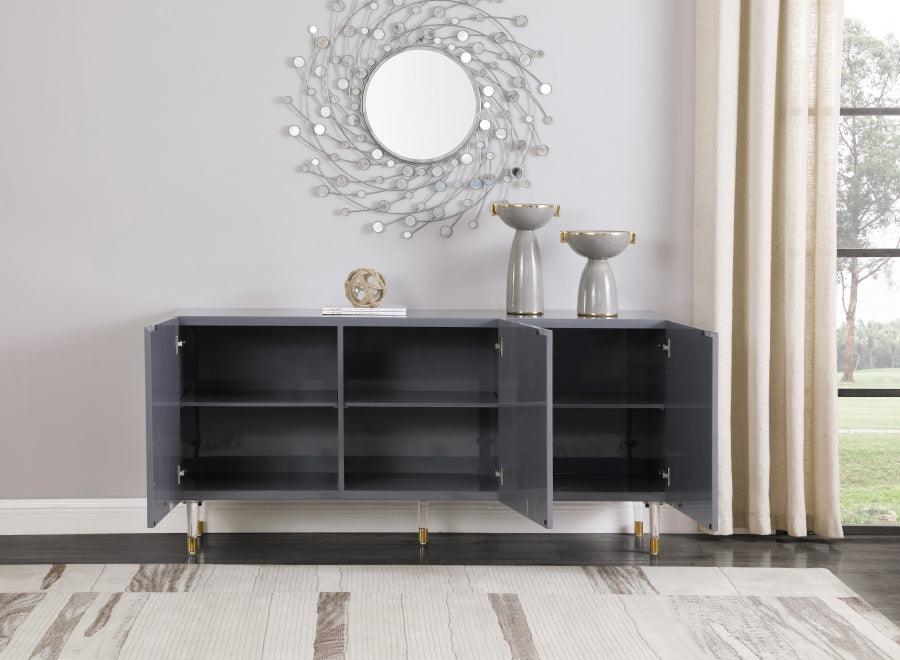 Meridian Furniture - Starburst Sideboard-Buffet In Grey Lacquer - 317 - ATL FURNITURE