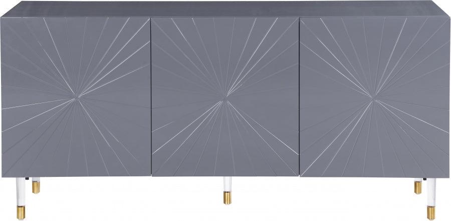 Meridian Furniture - Starburst Sideboard-Buffet In Grey Lacquer - 317 - ATL FURNITURE