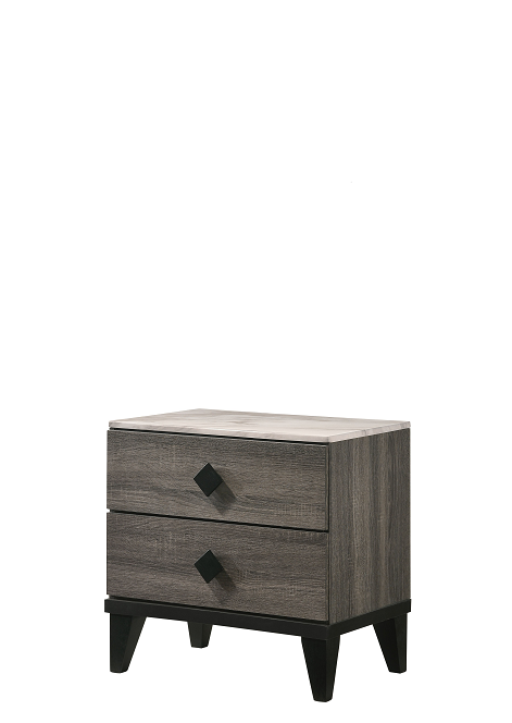 Avantika Faux Marble & Rustic Gray Oak Nightstand - ATL FURNITURE