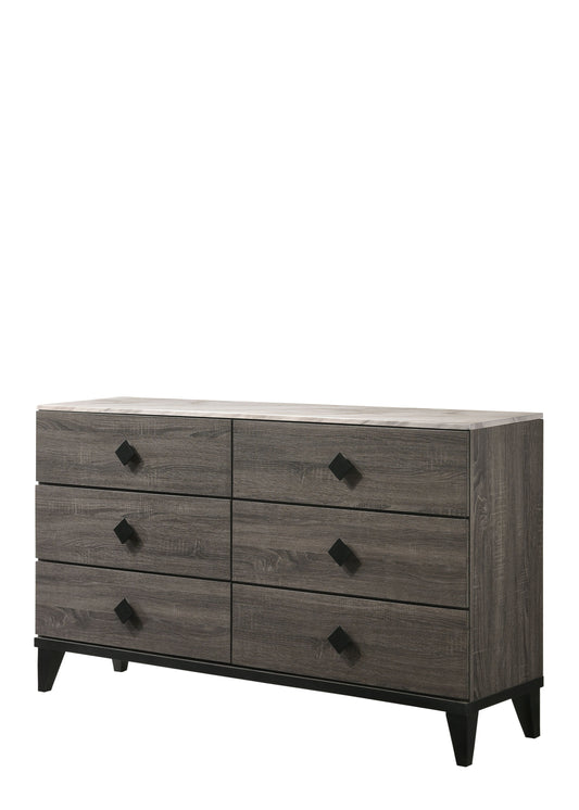 Avantika Faux Marble & Rustic Gray Oak Dresser - ATL FURNITURE