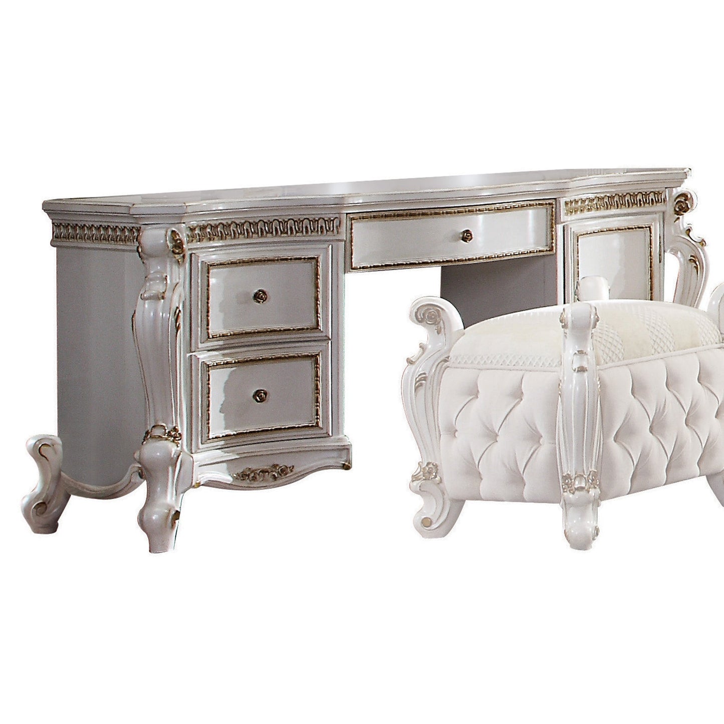 Picardy Antique Pearl Vanity Desk - ATL FURNITURE