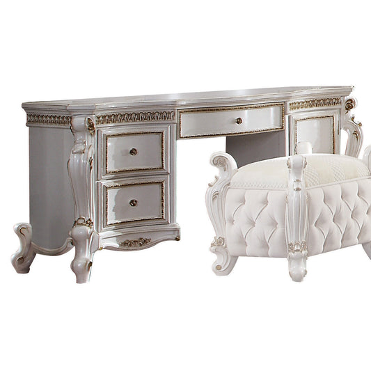 Picardy Antique Pearl Vanity Desk - ATL FURNITURE