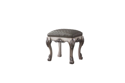 Dresden Vintage Bone White & PU Vanity Stool - ATL FURNITURE