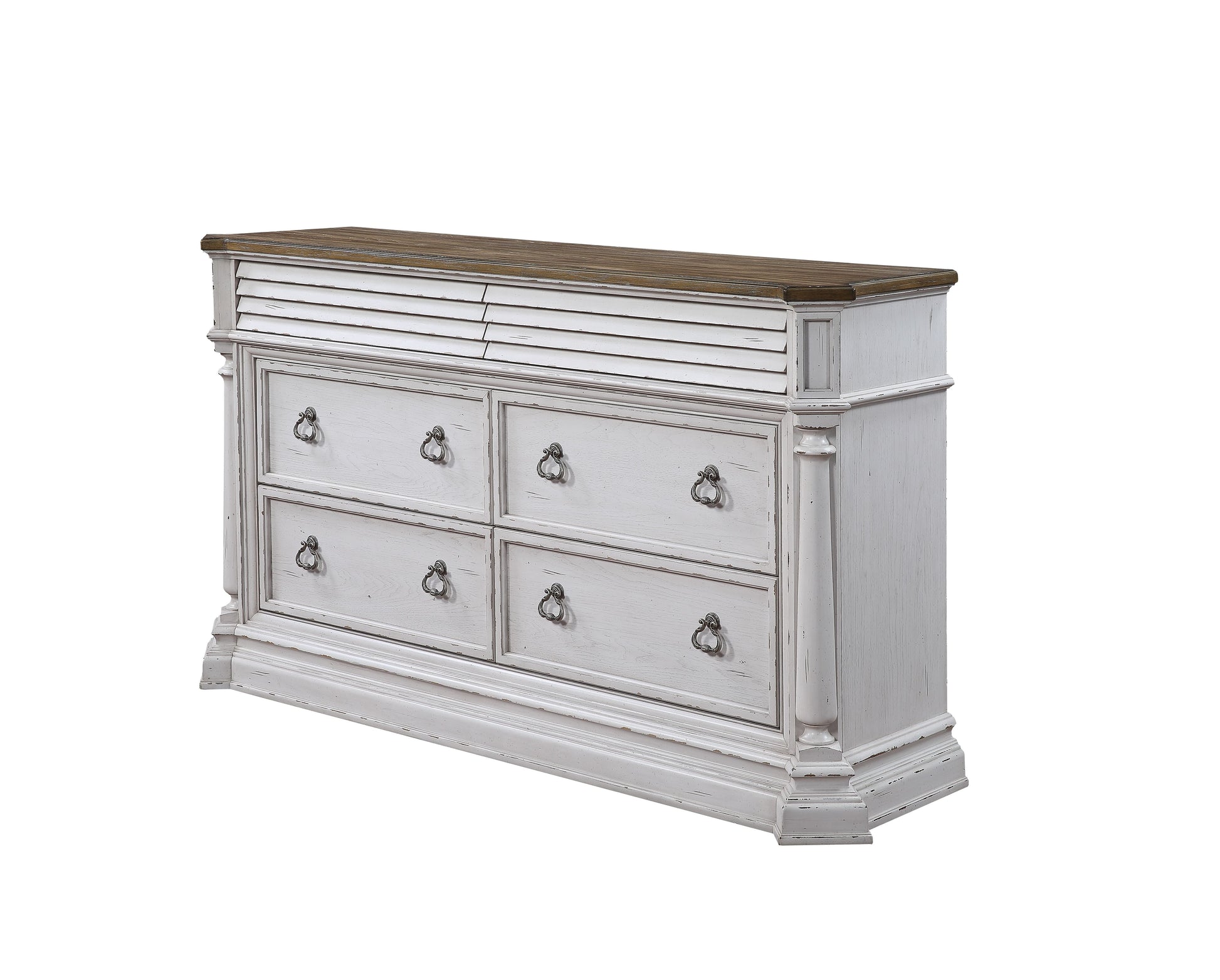 York Shire Antique White & Dark Charcoal Dresser - ATL FURNITURE