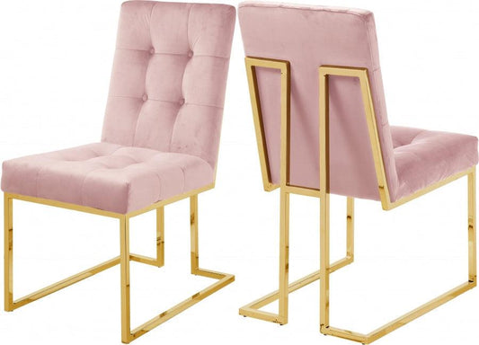 Meridian Furniture - Pierre Velvet Dining Chair In Pink (Set Of 2) - 714Pink-C - ATL FURNITURE