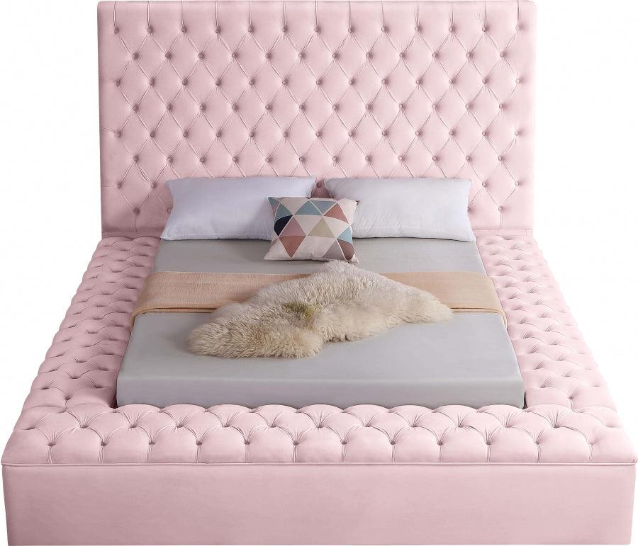 Bliss Velvet King Bed In Pink - ATL FURNITURE