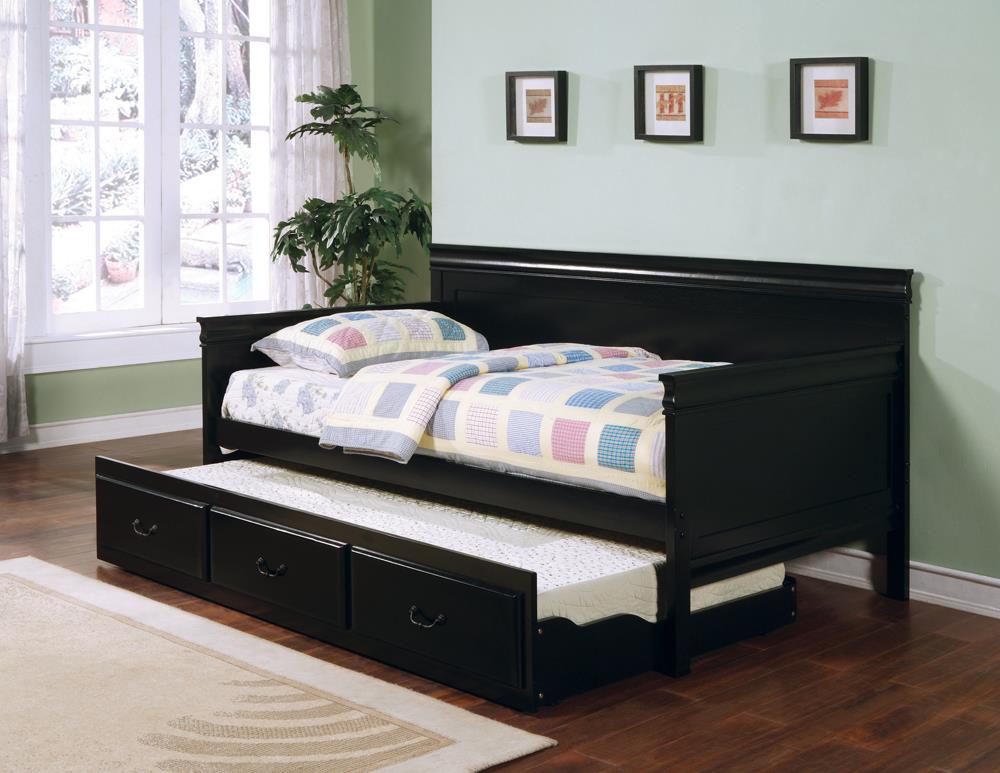 Louis Philippe Traditional Black Twin Daybed - ATL FURNITURE