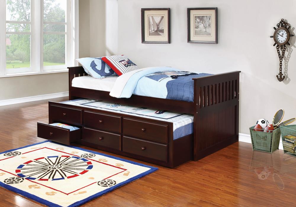 Transitional Cappuccino Twin Daybed with Trundle - ATL FURNITURE