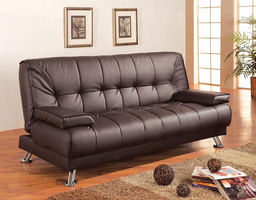 G300148 Casual Brown and Chrome Sofa Bed - ATL FURNITURE