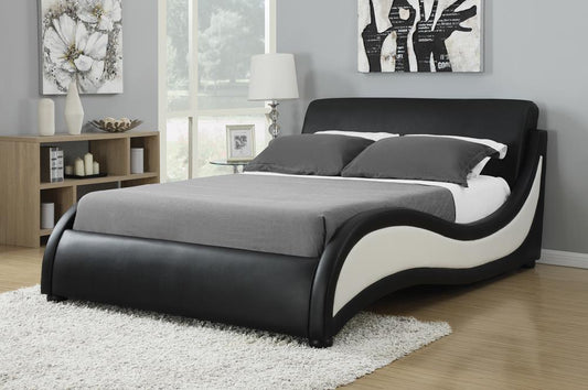 Niguel Contemporary Black and White Upholstered Eastern King Bed - ATL FURNITURE