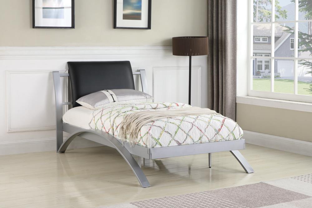 LeClair Contemporary Black and Silver Youth Twin Bed - ATL FURNITURE