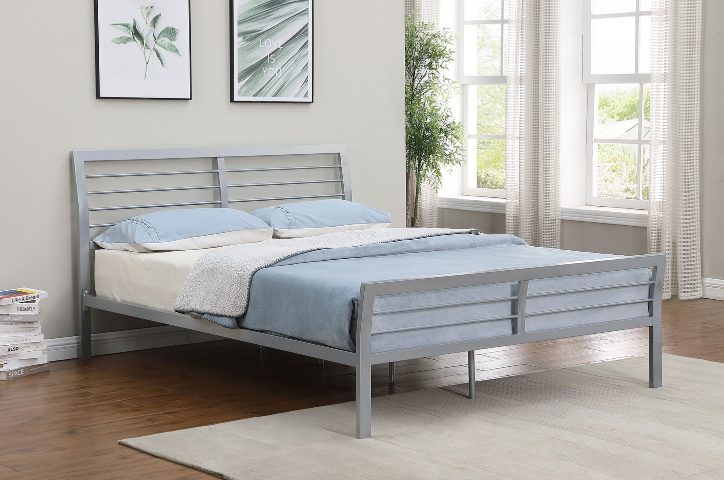 Cooper Queen Metal Bed Silver