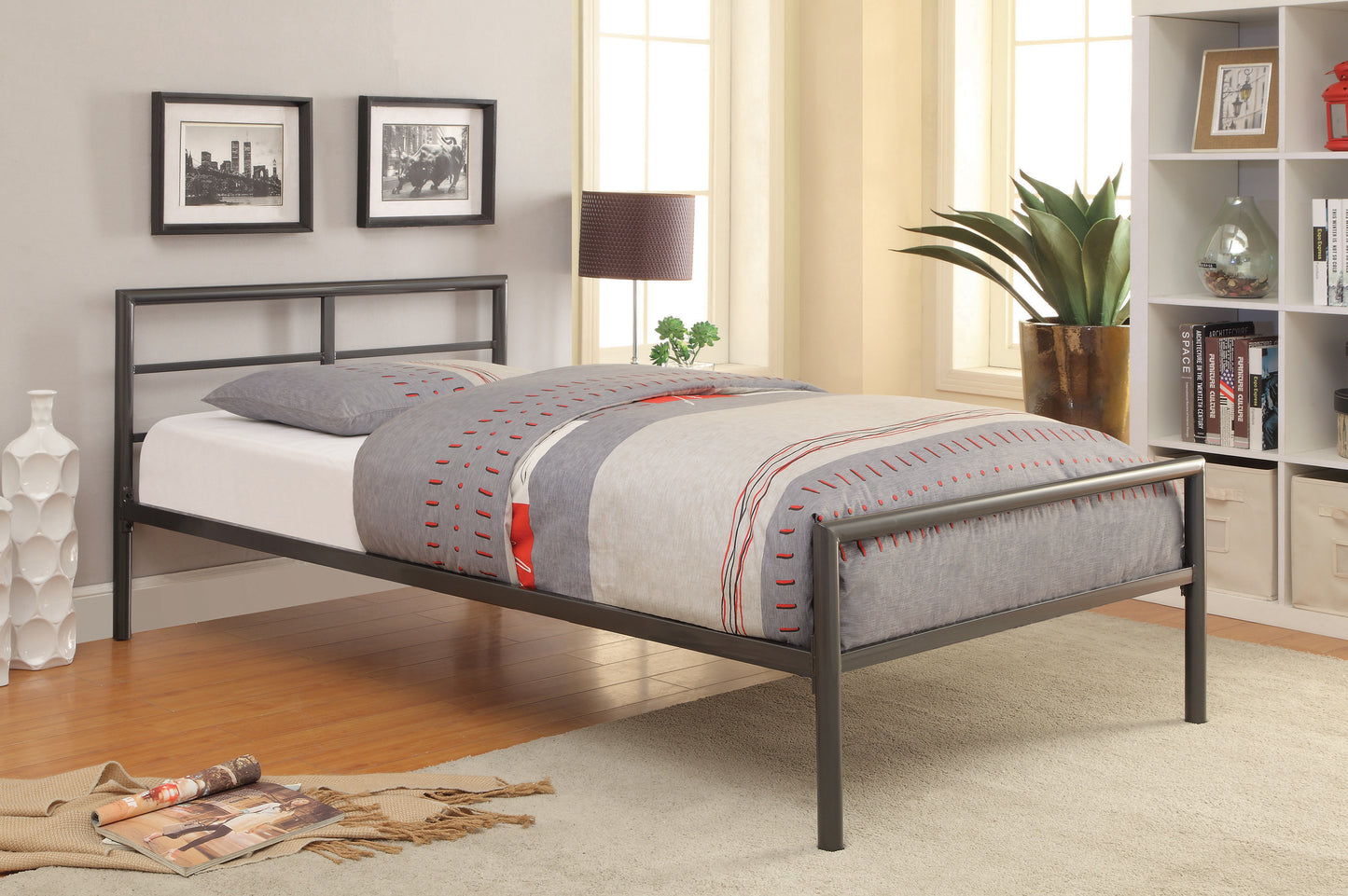 Fisher Metal Twin Open Frame Bed Gunmetal