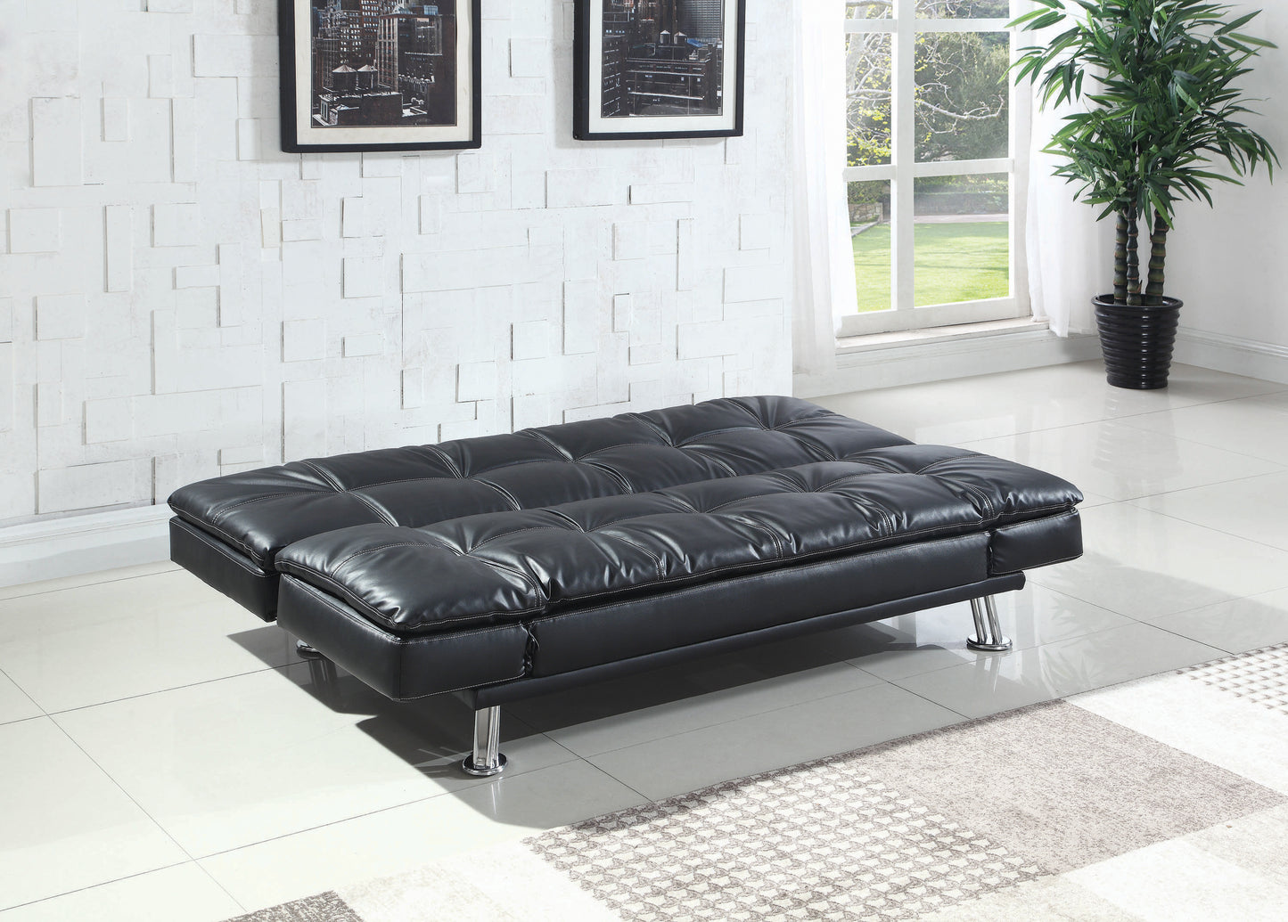 Dilleston Upholstered Tufted Convertible Sofa Bed Black