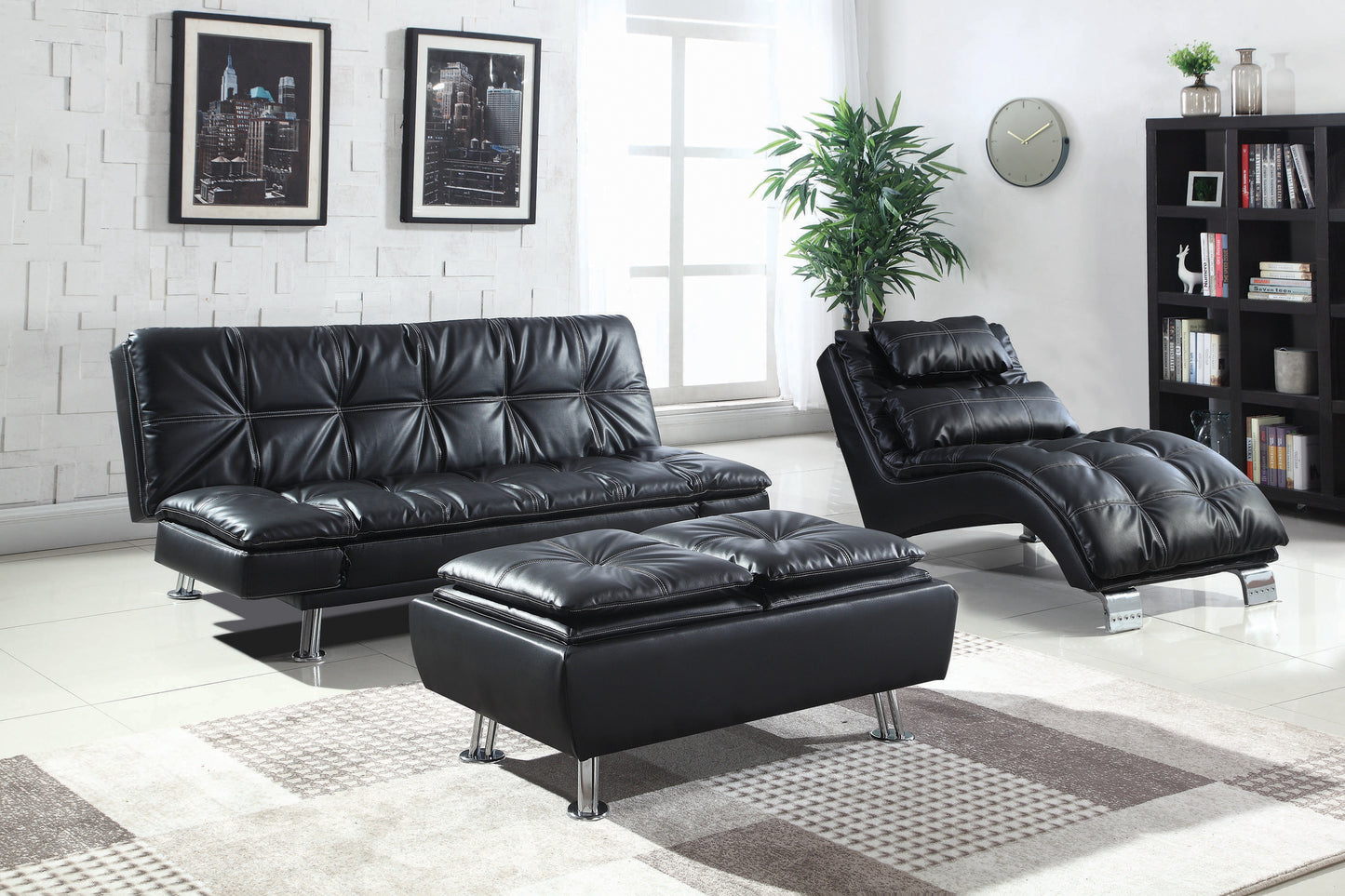 Dilleston Upholstered Tufted Convertible Sofa Bed Black