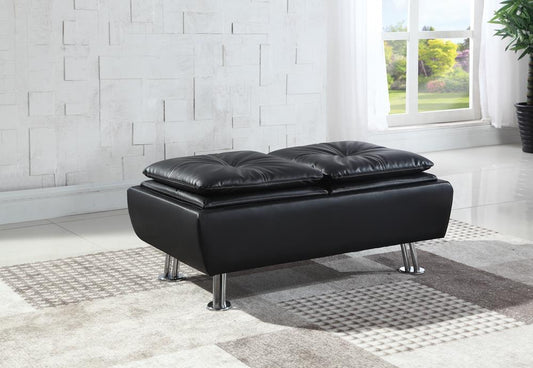 Dilleston Contemporary Black Ottoman - ATL FURNITURE