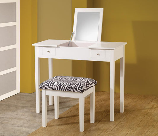 G300285 Casual White Vanity and Upholstered Stool - ATL FURNITURE