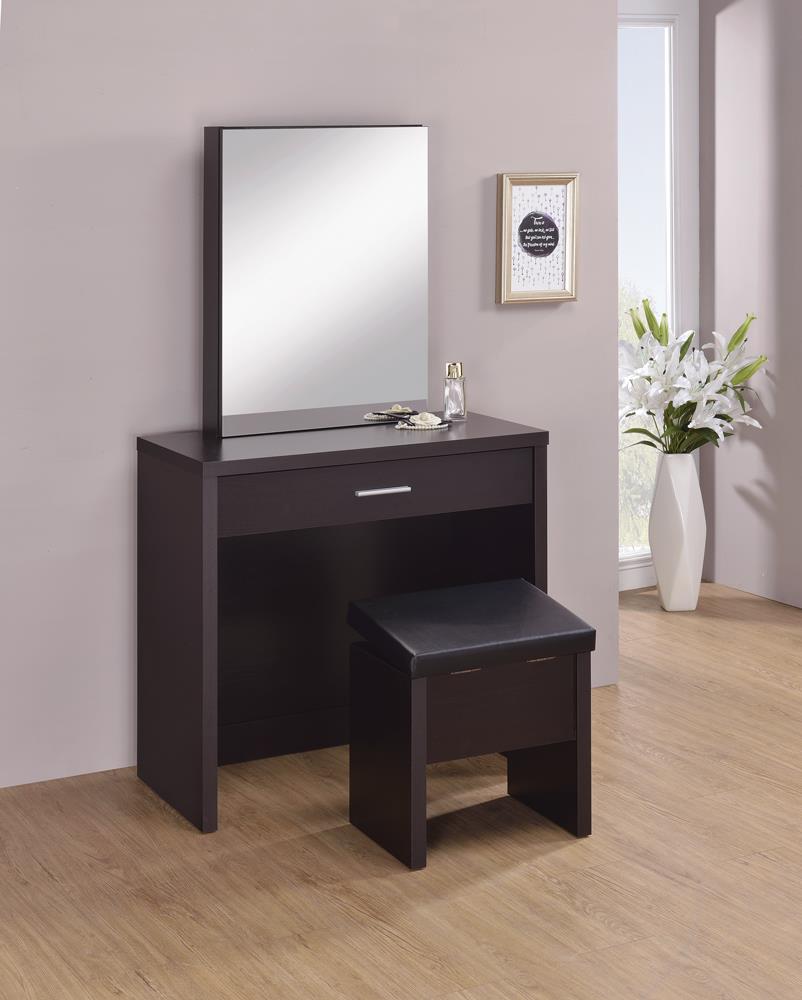 Cappuccino Vanity and Storage Bench - ATL FURNITURE